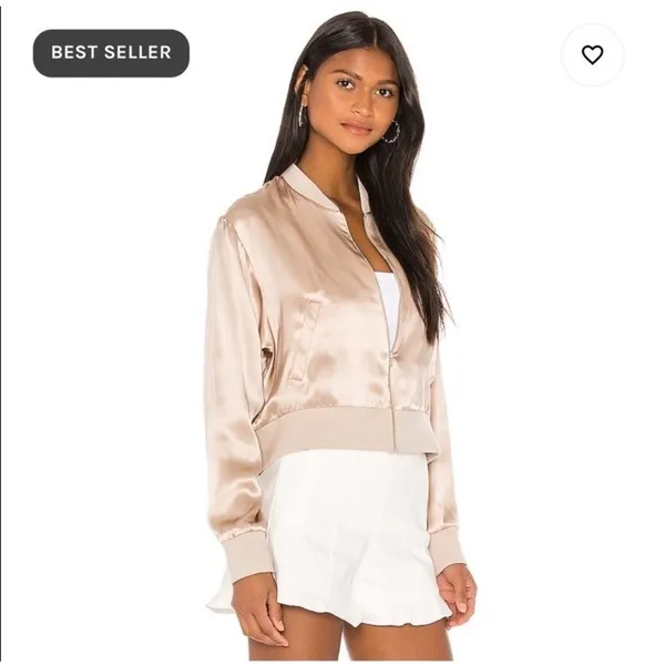Amanda Uprichard Satin Matching Set Large 100% Silk Frankie Bomber Jacket Pants - Image 2