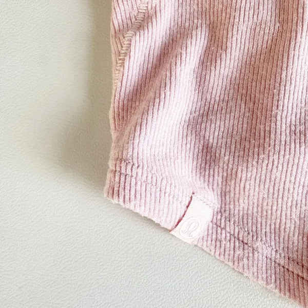 Lululemon Womens Flush Pink Hold Tight Ribbed Athleisure Lounge Cropped Tank Top - Image 5
