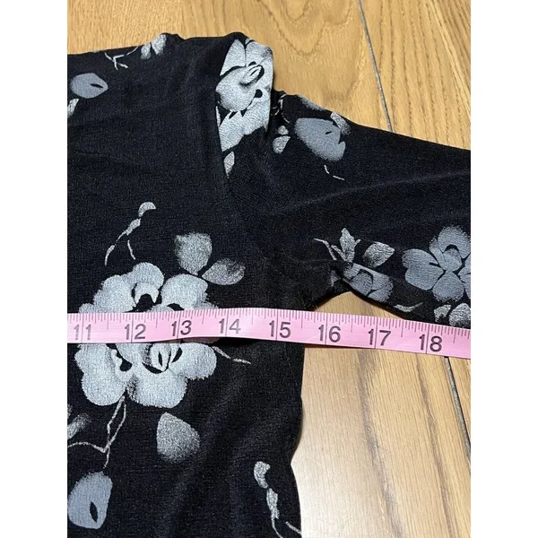 Vintage 90's Y2K Floral Midi Dress Black La Belle‎ Size Large Made In USA - Image 7