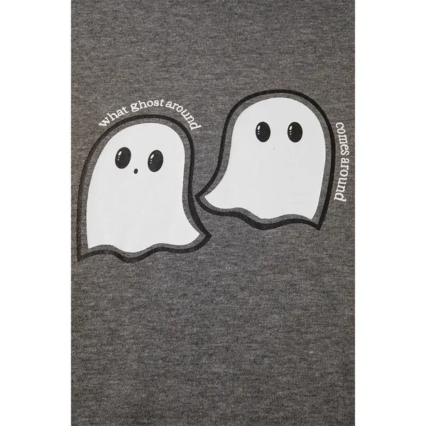 Halloween Ghost Print Mineral Wash Oversize Hoodie - Medium - Image 6