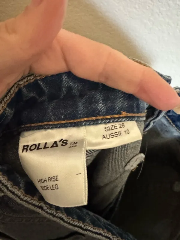 ROLLAS‎ Sailor Jean Sz 28 Pisces Blue Wide Leg High Rise - Image 9