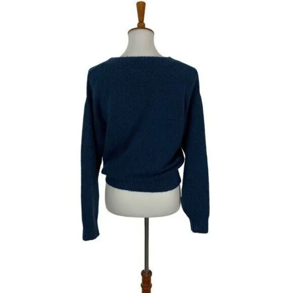Urban Outfitters Blue V Neck Knit Sweater Soft Cozy Casual Trendy Pullover Small - Image 3