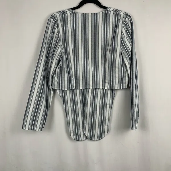 The Fifth Label Guide Stripe Top Tie Front‎ Blouse Blue White NWT S - Image 8