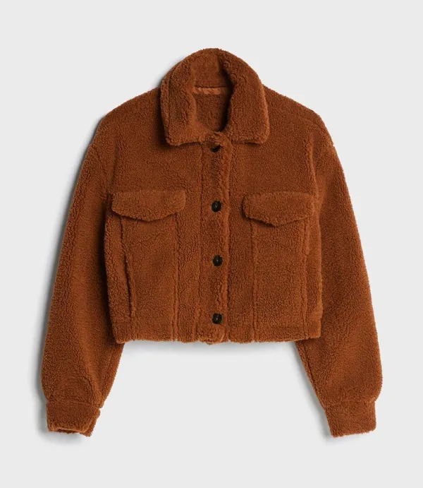 new with tags cropped teddy sherpa jacket - Image 7