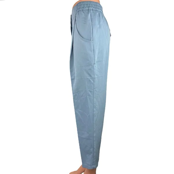 NEW Commense Blue High Rise Pleated Career Cropped Straight Trouser Pants Size S - Image 2