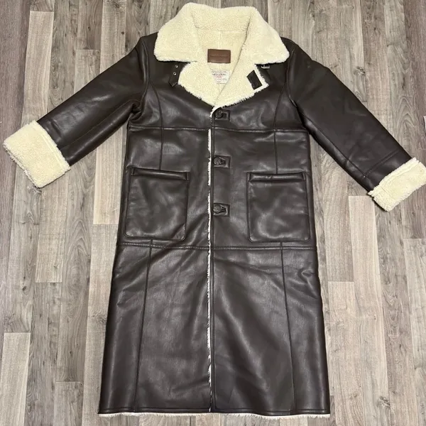 Aritzia Instant Funk Espresso Brown Leather Shearling jacket coat - Image 2