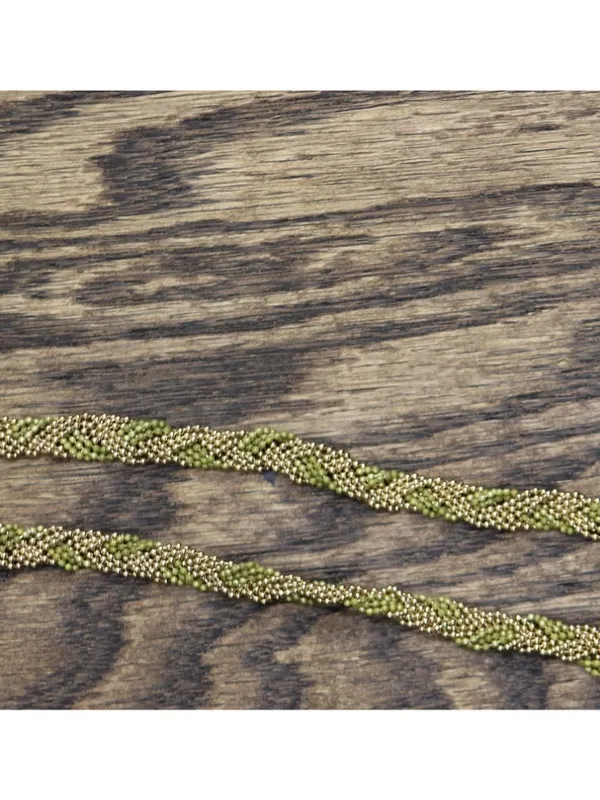 NEW Fashion Braided Twist Seed Bead Knot Tassel Necklace Gold / Green 24" + 3.5" - Image 4