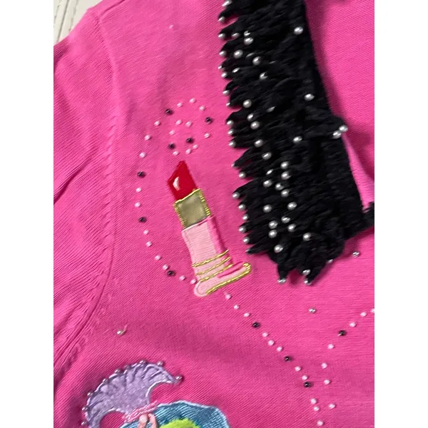 Jack B Quick 90s Pink Perfume Knit Cardigan size Medium - Image 6