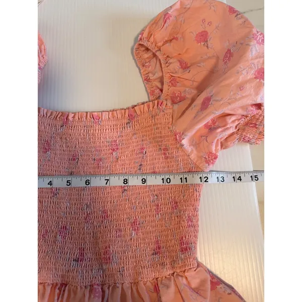 LoveShackFancy Target Pink Floral Smocked Tiered‎ Maxi Dress XXS Cottagecore - Image 11