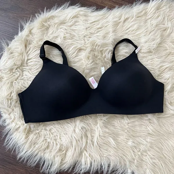 NWT Victoria's Secret PINK Marshmallow Lightly Lined Wireless Comfy Bra Black XL - Image 3