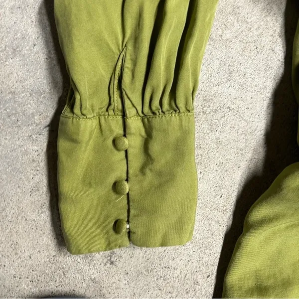 Joie Embroidered Florall V Neck Long Sleeve Blouse Green Size Medium - Image 4
