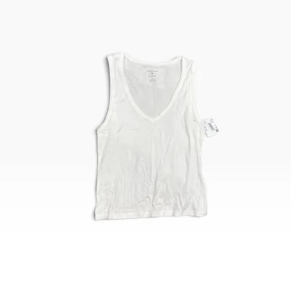 American Eagle Tank Top Womens Large White NWT‎ Ribbed V-Neck Basic Layering - Image 2