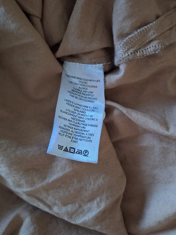 Anthropologie Charlie Side Button Tunic Shirt Brown Tan Sz S Cotton - Image 6