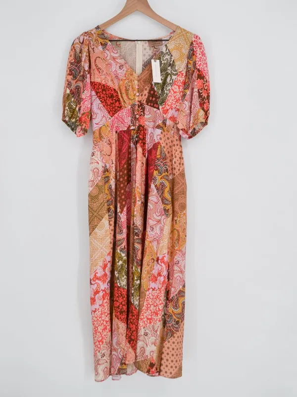 Kachel x Anthropologie Puff Sleeve Patchwork Paisley Midi Dress Size 6 NWT - Image 2