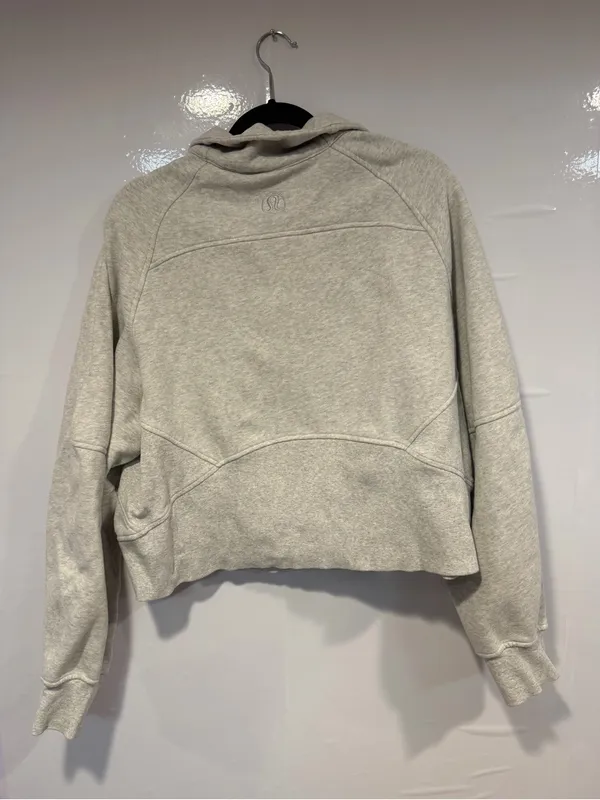 Light Grey Lululemon funnel neck Scuba Half-Zip Pullover Hoodie - Image 3