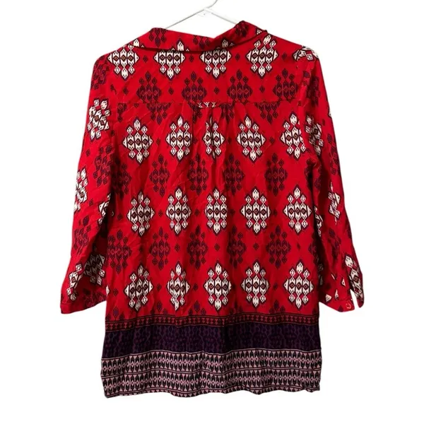 Anthropologie Maeve Women Sz 6 Button Down Lightweight Shirt Rayon‎ Short Sleeve - Image 2