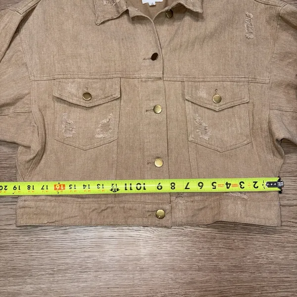 Le Lis Boutique Tan Cropped Jacket Size Small - Image 5