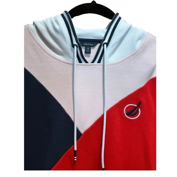 Nautica Colorblock Hoodie Women’s Medium Red Navy White Pullover 2019 - Image 6