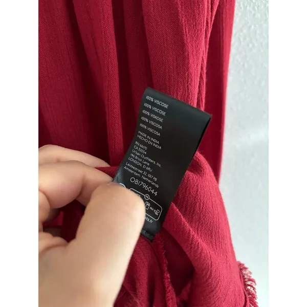 Free People‎ Olivia Long Sleeve Top Womens XS Red Oversized Button Down Festive - Image 6