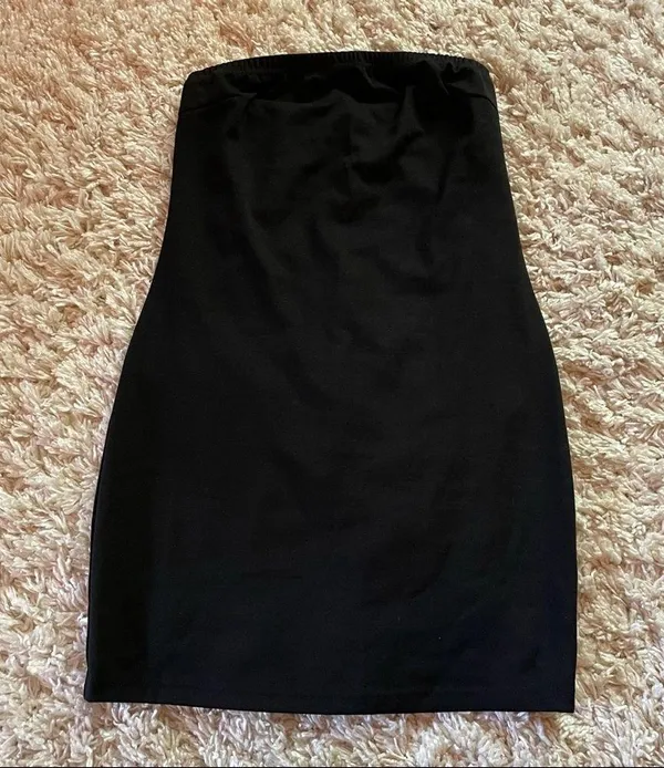 Unbranded Classic Basic Black Bodycon Stretchy Strapless Mini Dress - Image 4