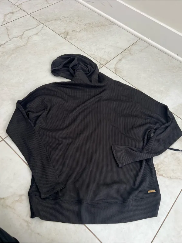 NEW ALALA Black Ribbed Hoodie Size Small - Image 4