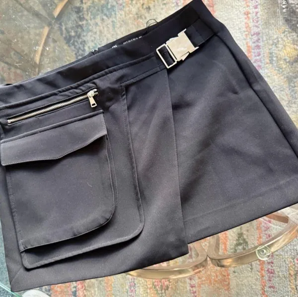 Zara Black Mini Skirt with Silver Zipper & Buckle - Image 3