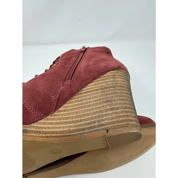 Diba Blake Suede Bootie Burgundy Ankle Boot Lace Up Wedges Size 9.5 NWOB - Image 9