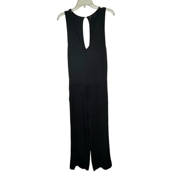 Quince Black Terry Modal Jumpsuit Wide Leg Keyhole Back Small - Image 4