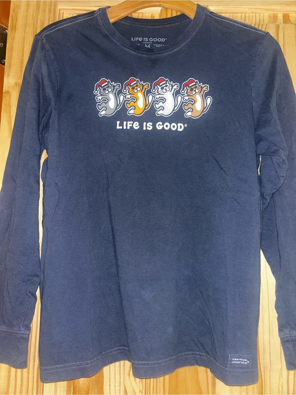 Life Is Good Crusher shirt with Santa cats - Image 2