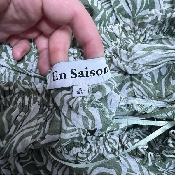 NWOT En Saison Sole Abstract‎ Print Midi Sundress green white Sz S - Image 6