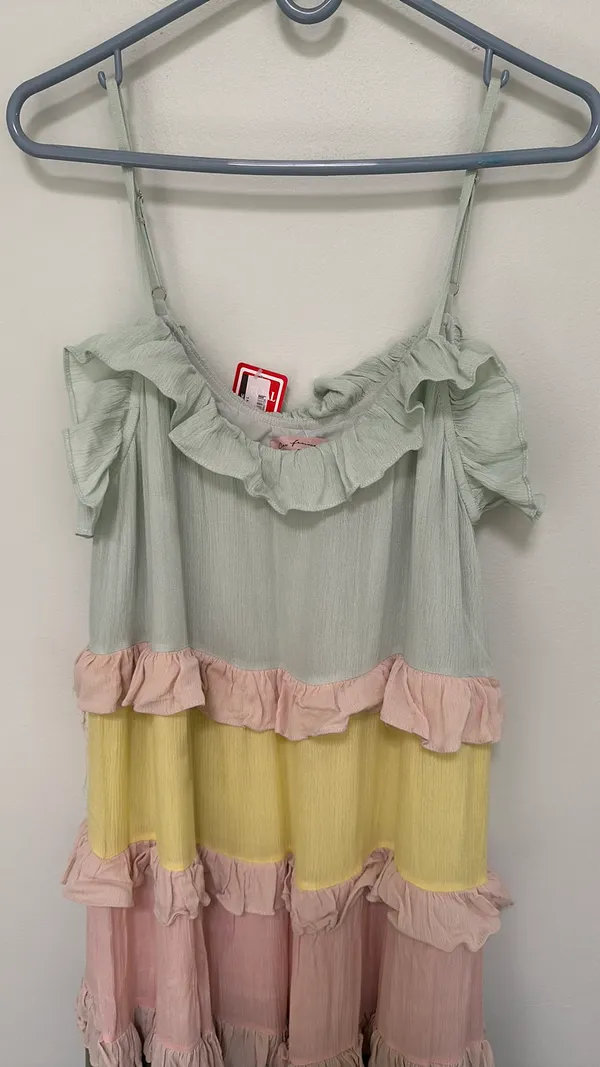 Ces Femme Multicolor Tiered Maxi Dress Size L NWT - Image 8
