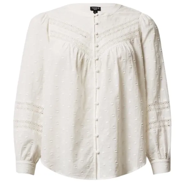 Torrid Cotton Clip Dot Lace Trim Long Sleeve Top Size 0 - Image 6