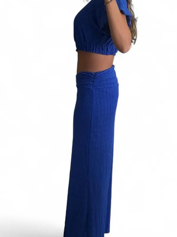 Free People Cobalt Blue Maxi Skirt with Front Slit - Image 2