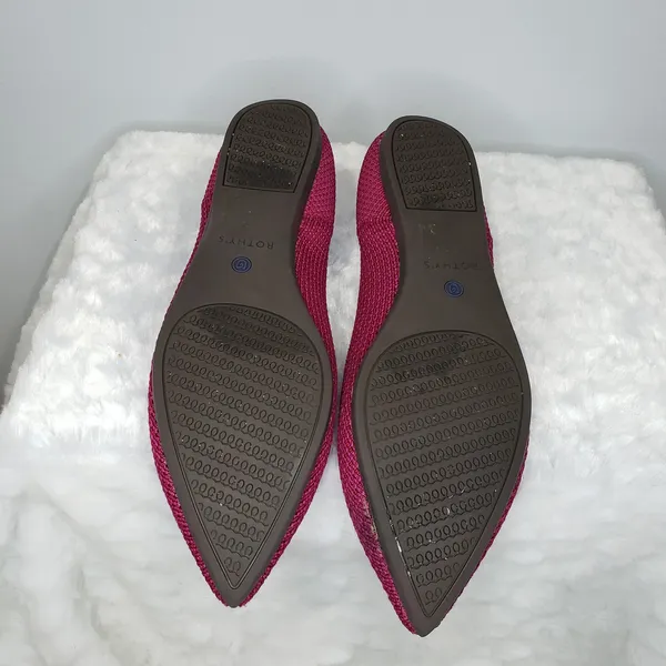 Rothy's The Point Flats Bright Magenta Knit Pointed Toe Washable Womens Size 9 - Image 7