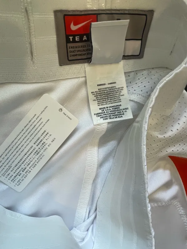 Nike Men’s White and Orange Padded Football Pants ( Large) - Image 10