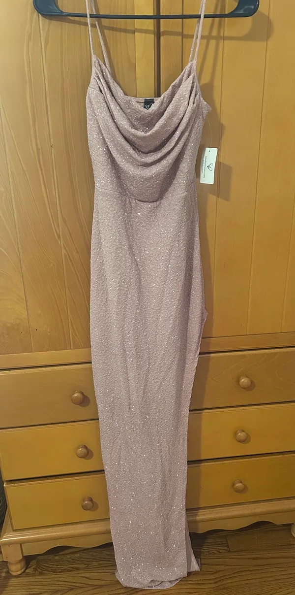 Pink Windsor Halter Maxi Dress with Slit - Image 4