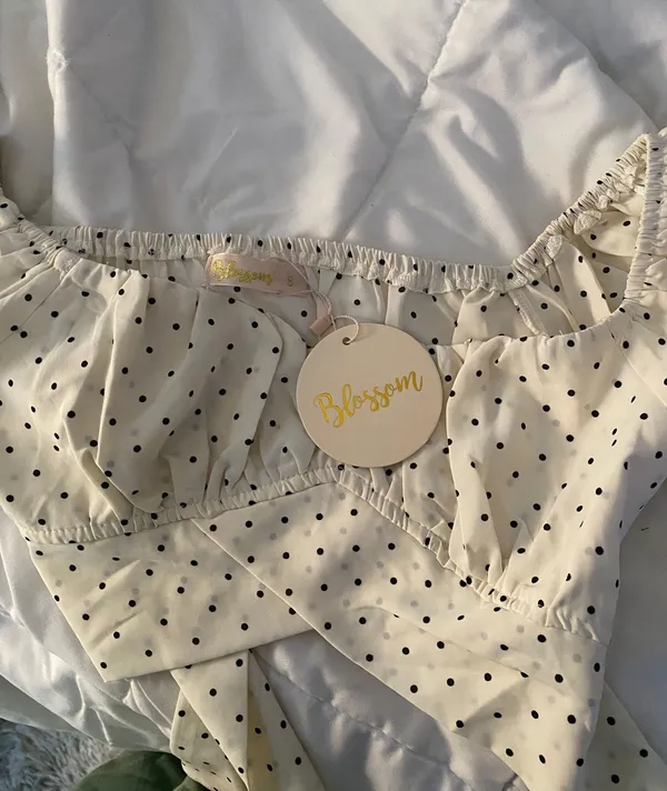 Hello Molly White Dot Crop Top - Image 2