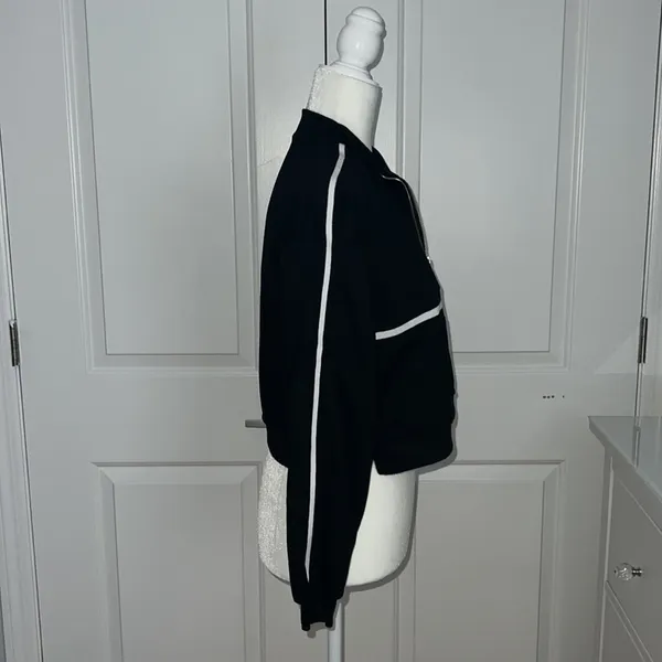 Black Cropped Half Zip Sweater Size XS - Image 2