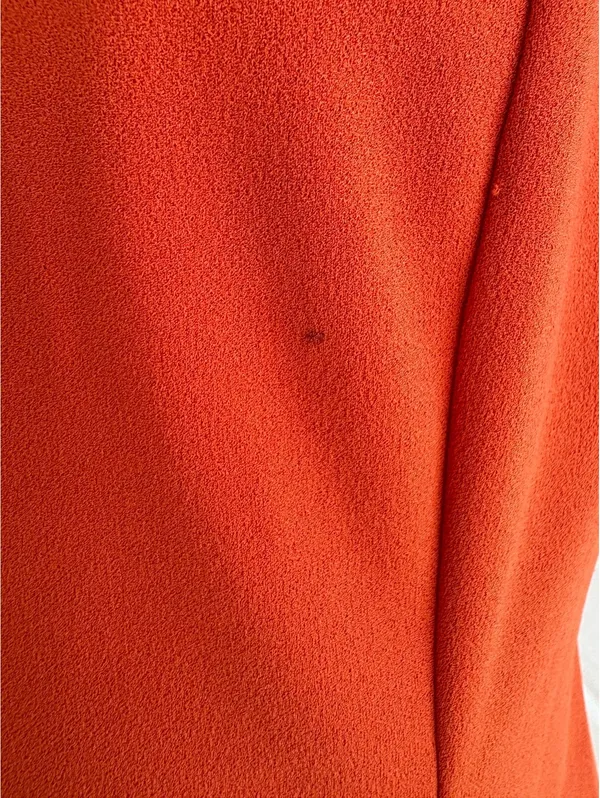 Calvin Klein Women's Orange Dress with Puff Sleeves and Back Zipper - Image 7