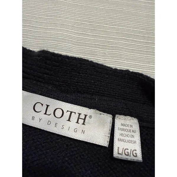 Cloth by Design Navy Blue Knit V-Neck Sweater Vest Women Large L Button Up - Image 2