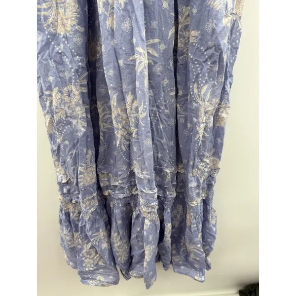 Free People Golden Hour Maxi Dress Women's Small Blue‎ Floral Boho Smocked - Image 5