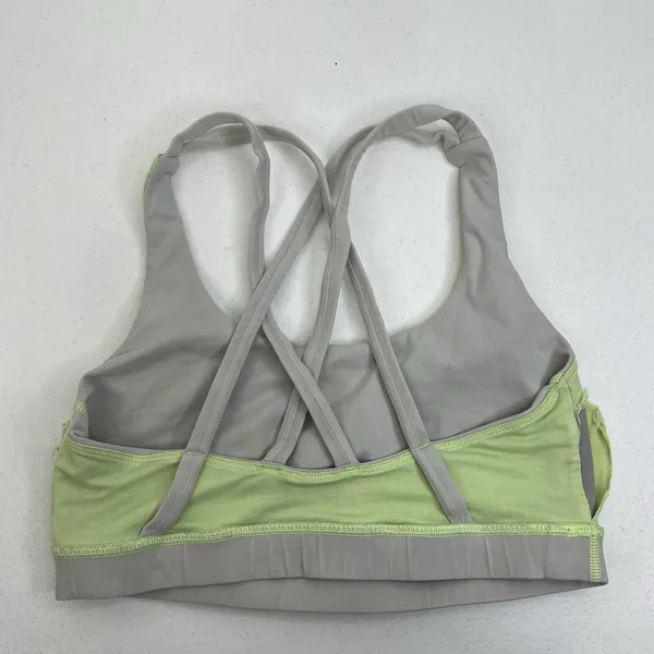 Lululemon Size 6 Energy Bra Medium Support Stretch B / C Cup Gray Lime Green - Image 9