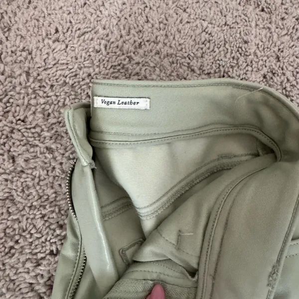 Abercrombie and Fitch Vegan Leather Jacket in Light Green - Image 3