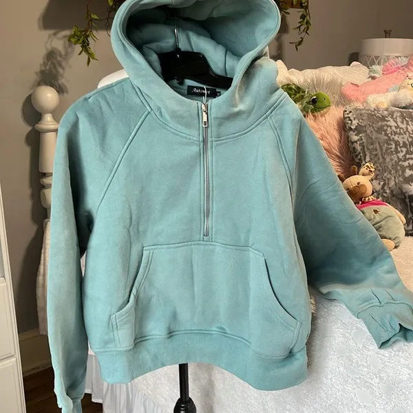 Comfy Hoodie Half Zip Scuba New Green Size M - Image 11