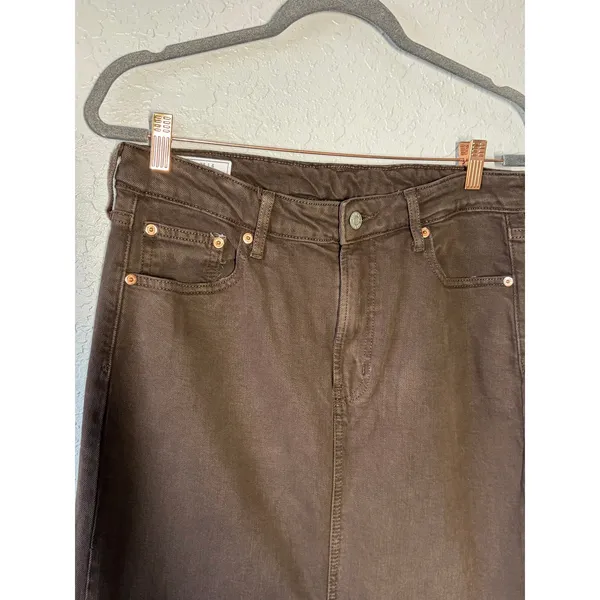 GAP Brown Midi Denim Skirt Sz 28/6 Boho Preppy - Image 4