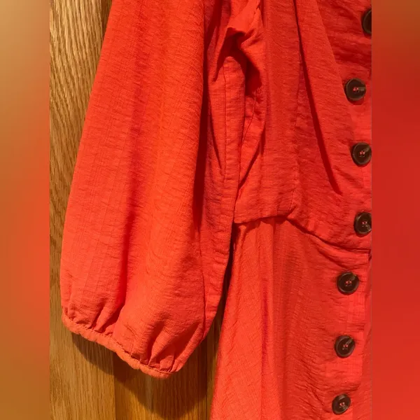 MELLODAY Orange Square Neckline A-Line Lined Mini Dress 3/4 Sleeves Size‎ XS - Image 7
