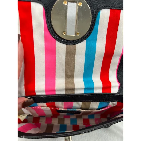 Kate Spade Black Crossbody Bag –‎ 100% Leather, Striped Lining - Image 4
