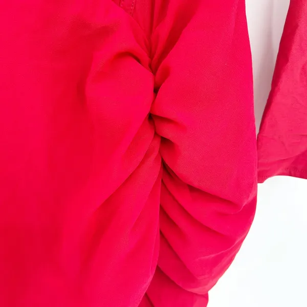 NWT PrettyLittleThing Womens Bodycon Corset Detail Ruched Midi Dress Size 4‎ Red - Image 9