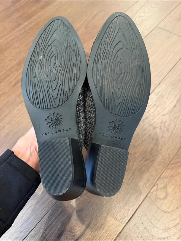 Yellow Box Black Woven Slip-On Wedge Mules Size 8.5 - C16-065 - Image 3