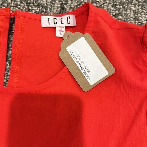 NWT TCEC Red Dress Sz L - Image 7